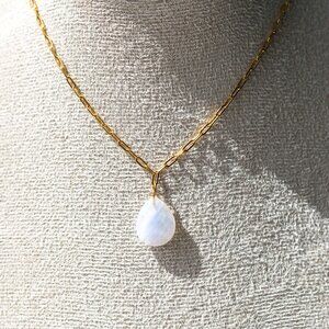 Beautiful Rainbow Moonstone Necklace Waterproof Gold Chain Layering Necklace